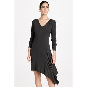 Veronica Beard Long Sleeve Asymmetrical Hem Dress in Dark Gray Size 6 Officewear